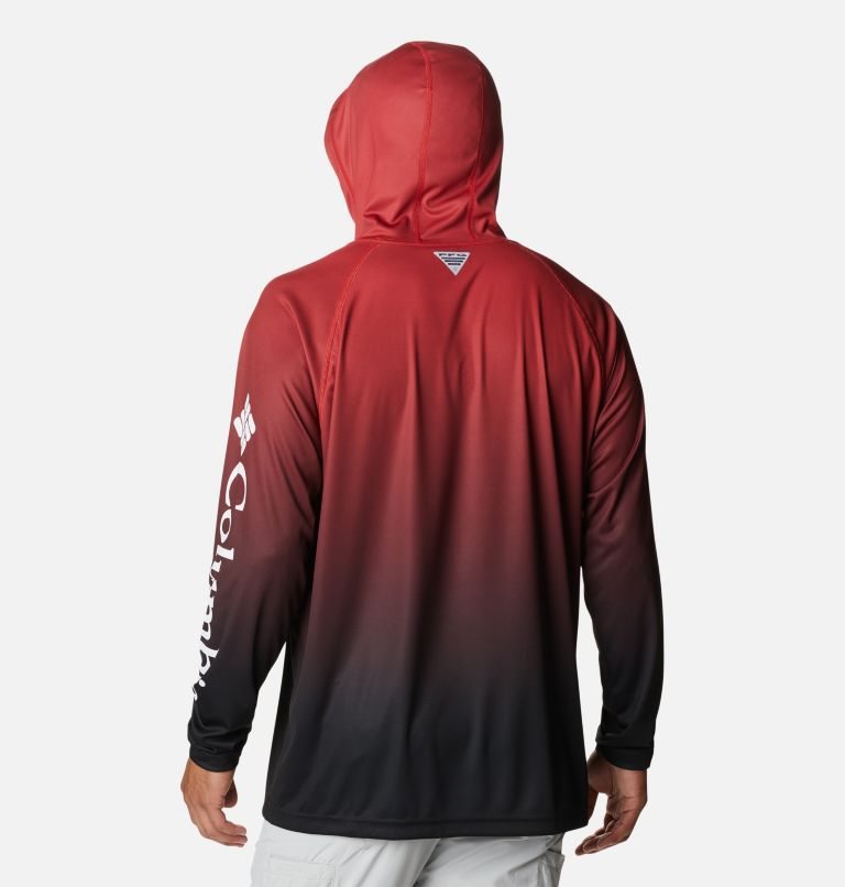 Men's Columbia Collegiate PFG Super Terminal Tackle - Georgia Hoodie Red | CA-QL3A6