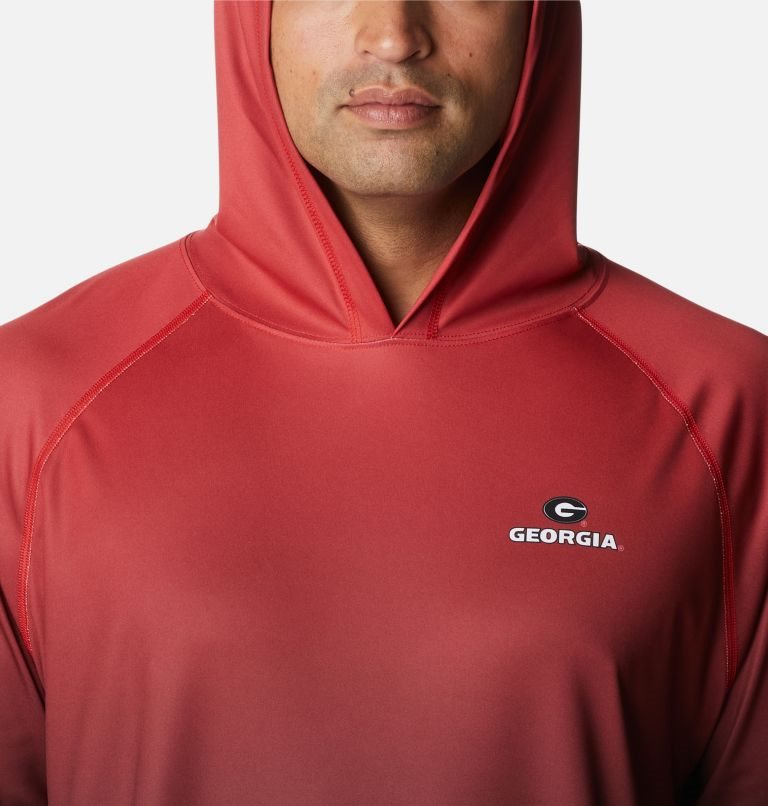Men's Columbia Collegiate PFG Super Terminal Tackle - Georgia Hoodie Red | CA-QL3A6