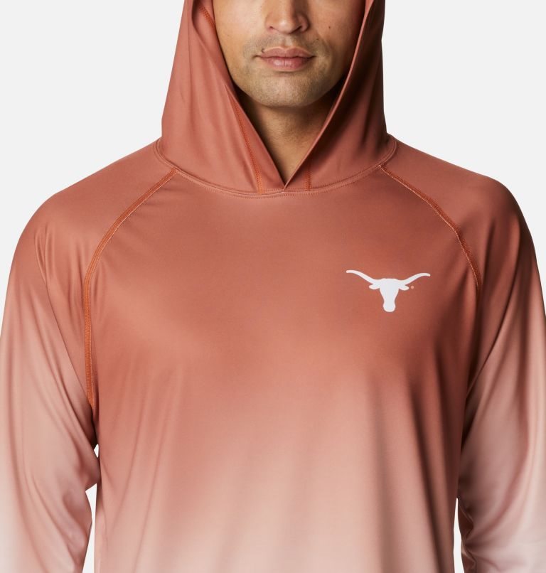 Men's Columbia Collegiate PFG Super Terminal Tackle - Texas Hoodie Brown | CA-R0534