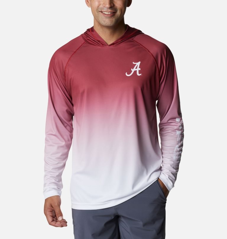 Men\'s Columbia Collegiate PFG Super Terminal Tackle - Alabama Hoodie Red / White | CA-ZA06C
