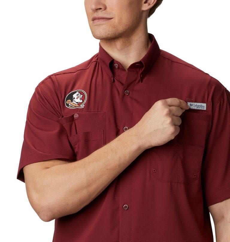 Men's Columbia Collegiate PFG Tamiami Short Sleeve - Florida State Shirts Red | CA-A3A18