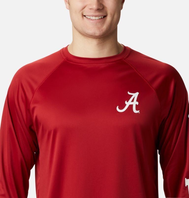 Men's Columbia Collegiate PFG Terminal Tackle Long Sleeve - Alabama Sweatshirts Red | CA-R0561