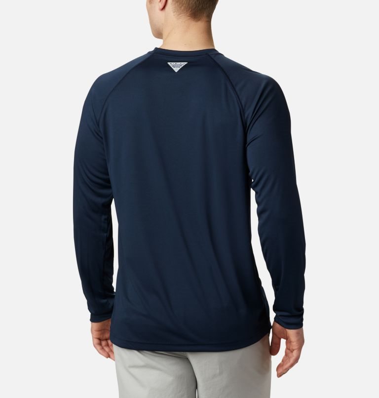 Men's Columbia Collegiate PFG Terminal Tackle Long Sleeve - Auburn Sweatshirts Navy | CA-VC1A5