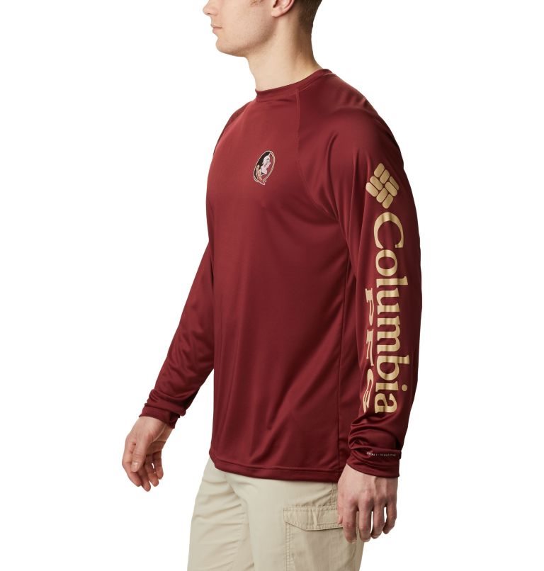 Men's Columbia Collegiate PFG Terminal Tackle Long Sleeve - Florida State Sweatshirts Red | CA-Y063C
