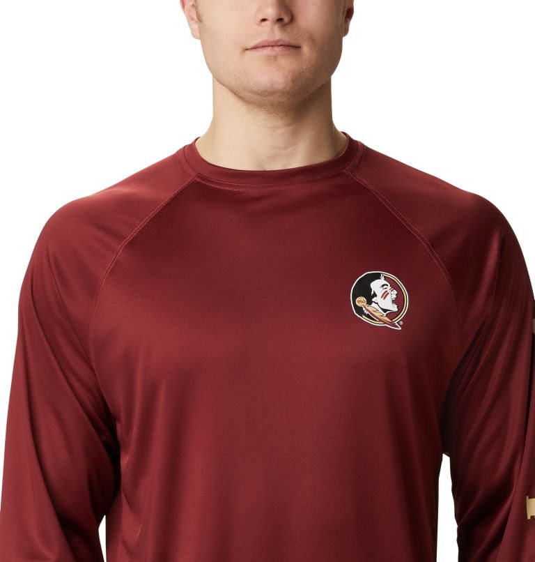 Men's Columbia Collegiate PFG Terminal Tackle Long Sleeve - Florida State Sweatshirts Red | CA-Y063C