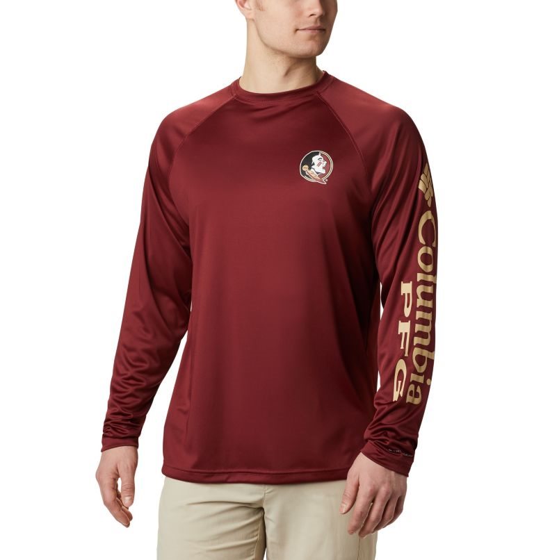 Men\'s Columbia Collegiate PFG Terminal Tackle Long Sleeve - Florida State Sweatshirts Red | CA-Y063C