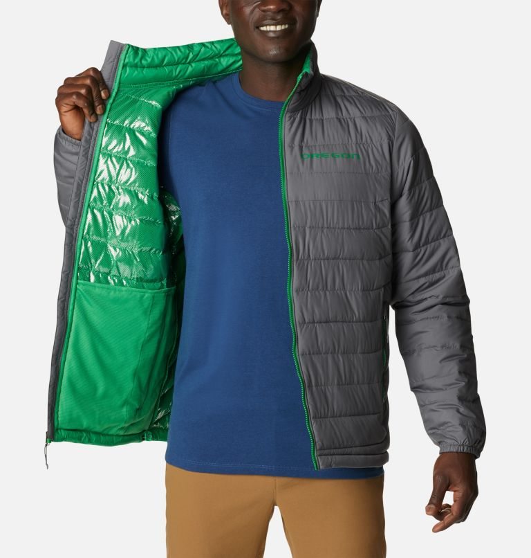 Men's Columbia Collegiate Powder Lite - Oregon Jackets Grey | CA-C4306