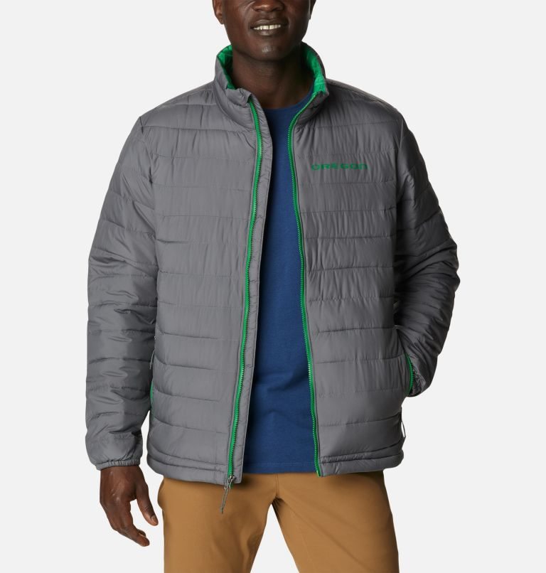 Men's Columbia Collegiate Powder Lite - Oregon Jackets Grey | CA-C4306