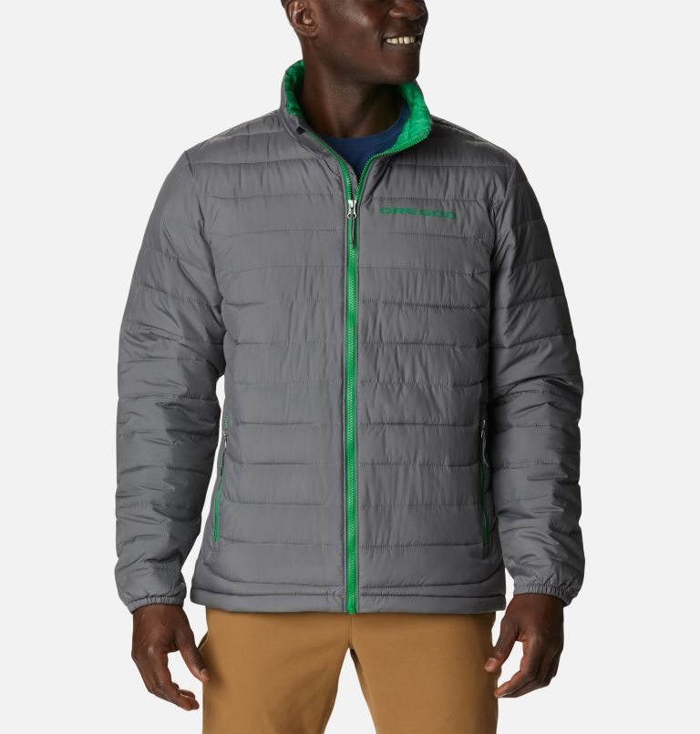 Men\'s Columbia Collegiate Powder Lite - Oregon Jackets Grey | CA-C4306