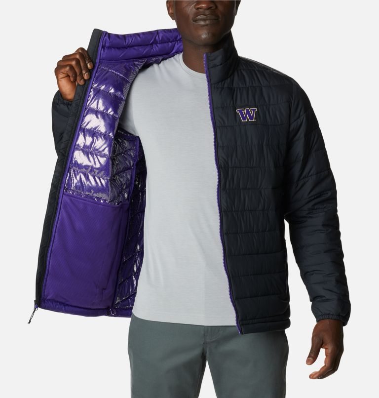 Men's Columbia Collegiate Powder Lite - Washington Jackets Black | CA-L85L4