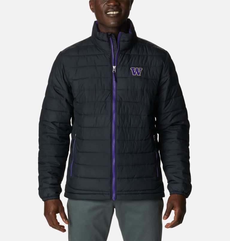 Men\'s Columbia Collegiate Powder Lite - Washington Jackets Black | CA-L85L4