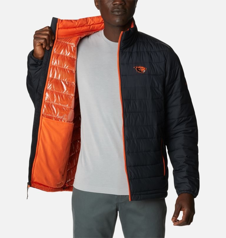 Men's Columbia Collegiate Powder Lite - Oregon State Jackets Black | CA-P6C50