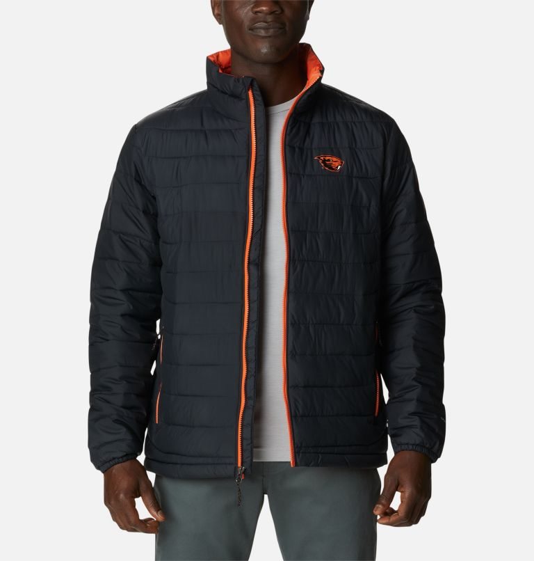 Men's Columbia Collegiate Powder Lite - Oregon State Jackets Black | CA-P6C50