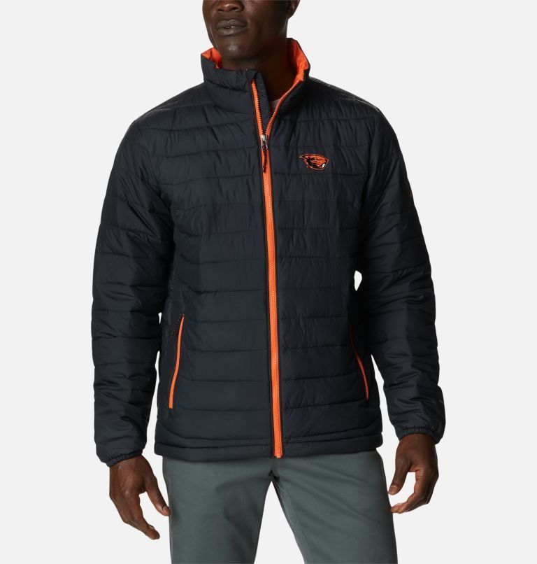 Men\'s Columbia Collegiate Powder Lite - Oregon State Jackets Black | CA-P6C50