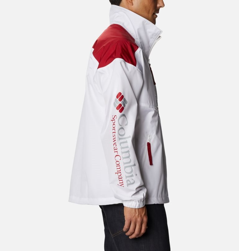 Men's Columbia Collegiate Santa Ana Anorak - Alabama Jackets White / Red | CA-E1358