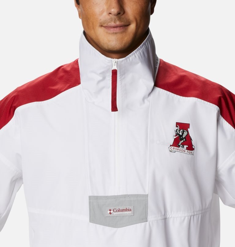 Men's Columbia Collegiate Santa Ana Anorak - Alabama Jackets White / Red | CA-E1358