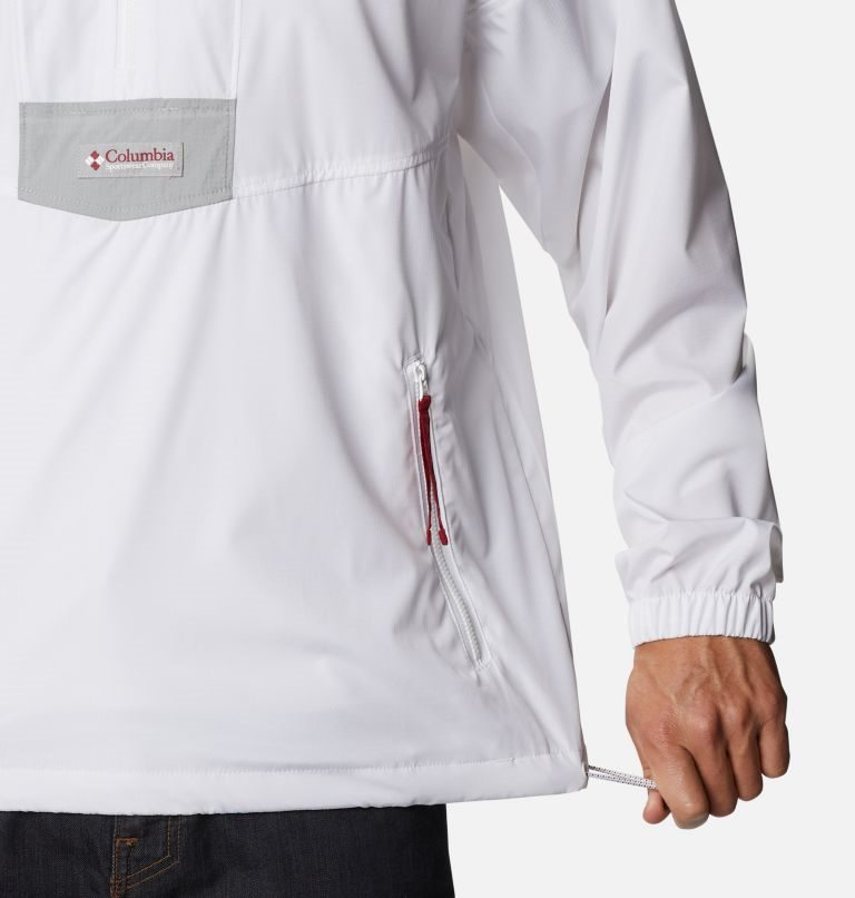 Men's Columbia Collegiate Santa Ana Anorak - Alabama Jackets White / Red | CA-E1358