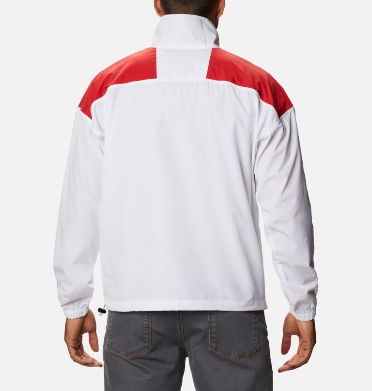 Men's Columbia Collegiate Santa Ana Anorak - Georgia Jackets White / Red | CA-P856C