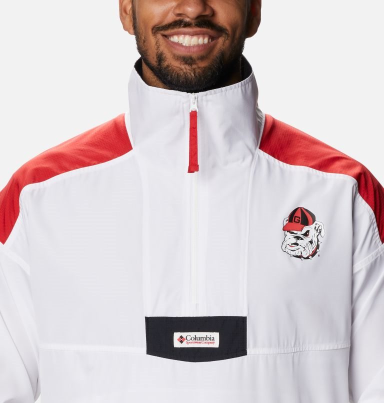 Men's Columbia Collegiate Santa Ana Anorak - Georgia Jackets White / Red | CA-P856C