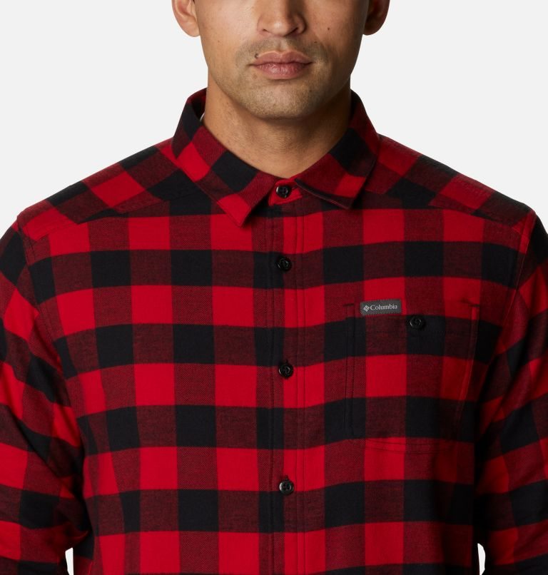 Men's Columbia Cornell Woods Flannel Long Sleeve Shirts Red | CA-ZC3AL