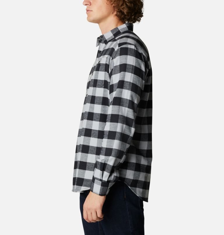 Men's Columbia Cornell Woods Flannel Long Sleeve Shirts Black / Grey | CA-ZL053
