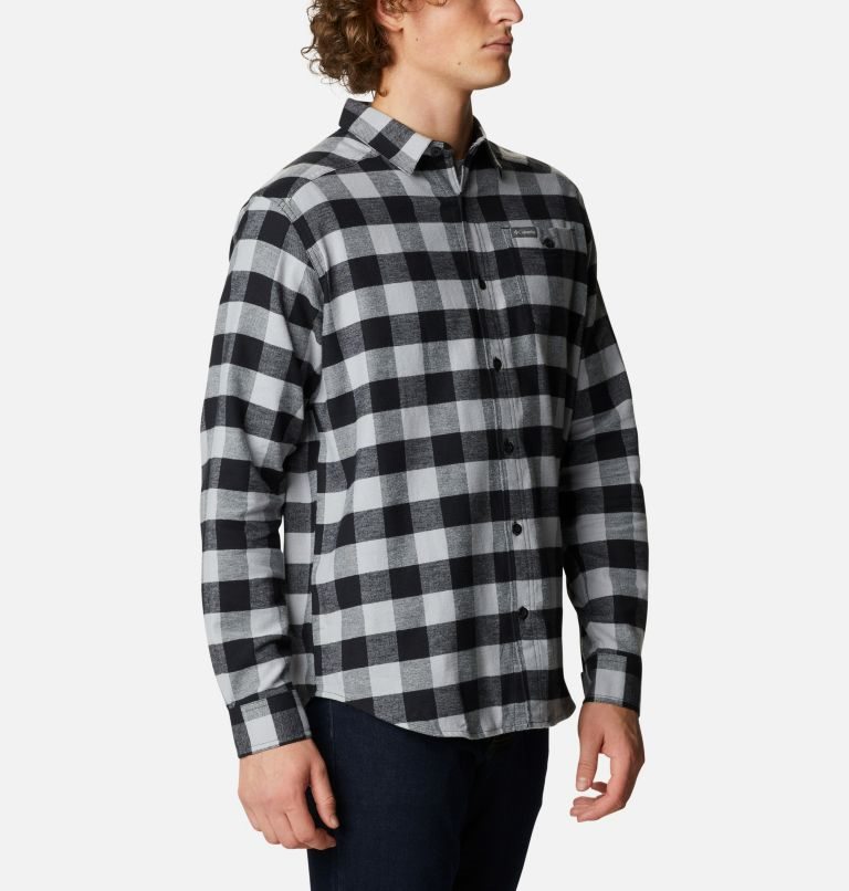 Men's Columbia Cornell Woods Flannel Long Sleeve Shirts Black / Grey | CA-ZL053