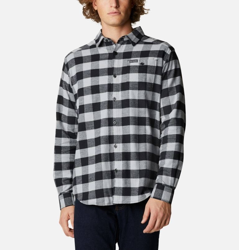 Men's Columbia Cornell Woods Flannel Long Sleeve Shirts Black / Grey | CA-ZL053