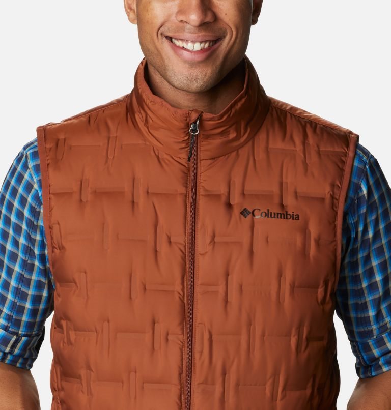 Men's Columbia Delta Ridge Down Vest Brown | CA-J14A0