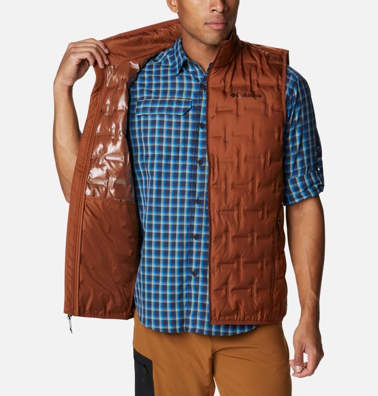 Men's Columbia Delta Ridge Down Vest Brown | CA-J14A0