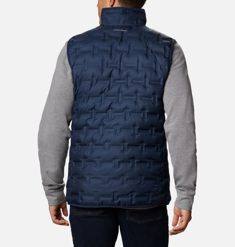 Men's Columbia Delta Ridge Down Vest Navy | CA-U3C61