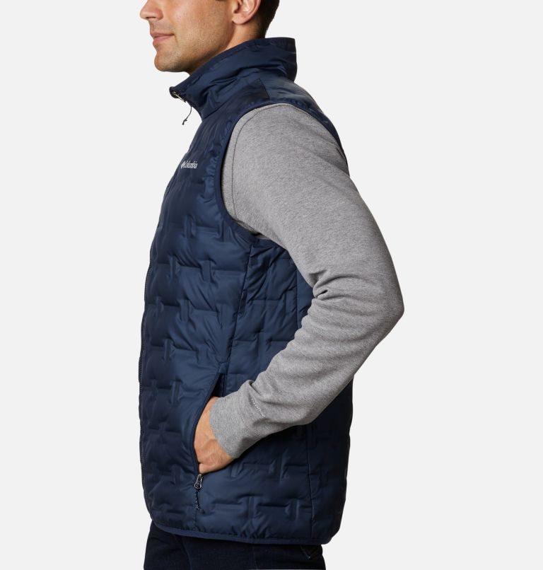 Men's Columbia Delta Ridge Down Vest Navy | CA-U3C61