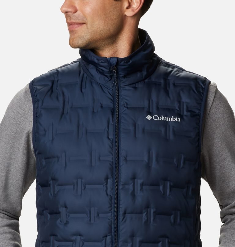 Men's Columbia Delta Ridge Down Vest Navy | CA-U3C61
