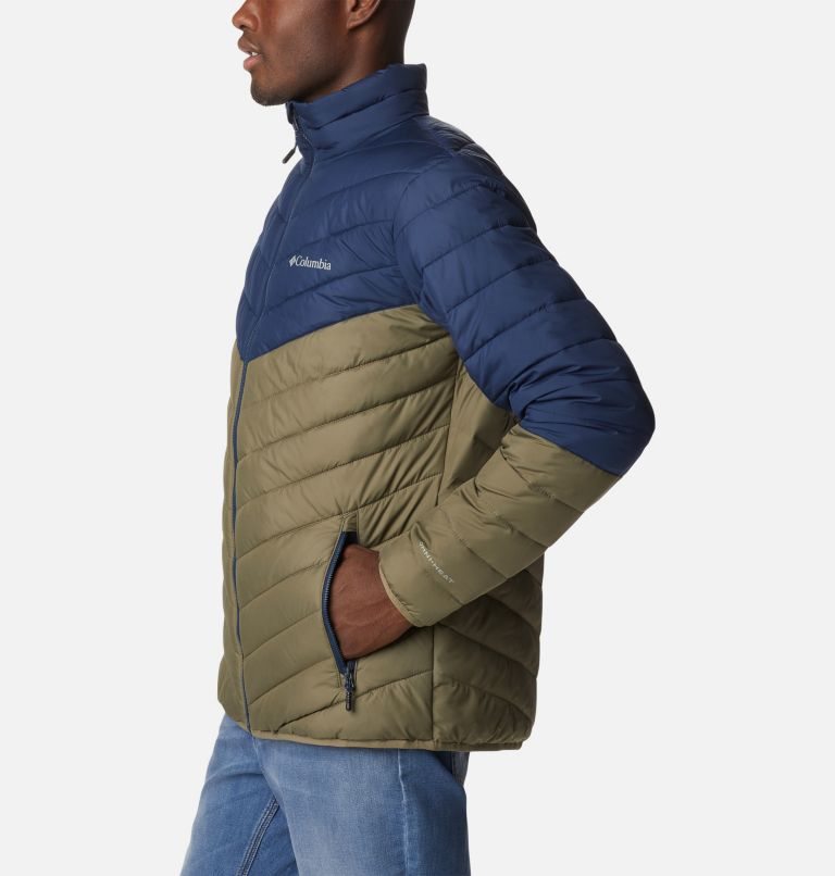 Men's Columbia Eddie Gorge Omni-Heat Infinity Insulated Jackets Navy / Olive | CA-L386L