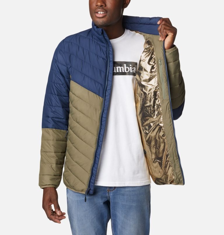 Men's Columbia Eddie Gorge Omni-Heat Infinity Insulated Jackets Navy / Olive | CA-L386L