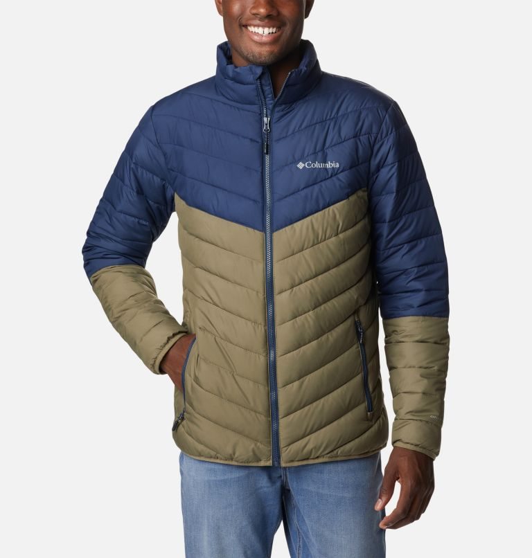 Men's Columbia Eddie Gorge Omni-Heat Infinity Insulated Jackets Navy / Olive | CA-L386L