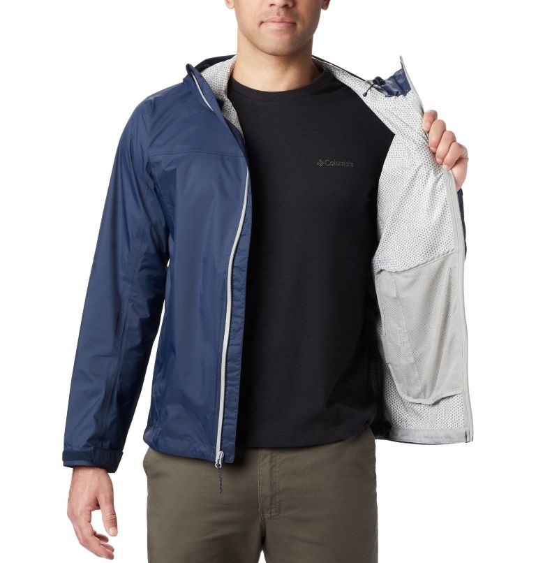 Men's Columbia EvaPOURation Rain Jackets Navy | CA-I5106