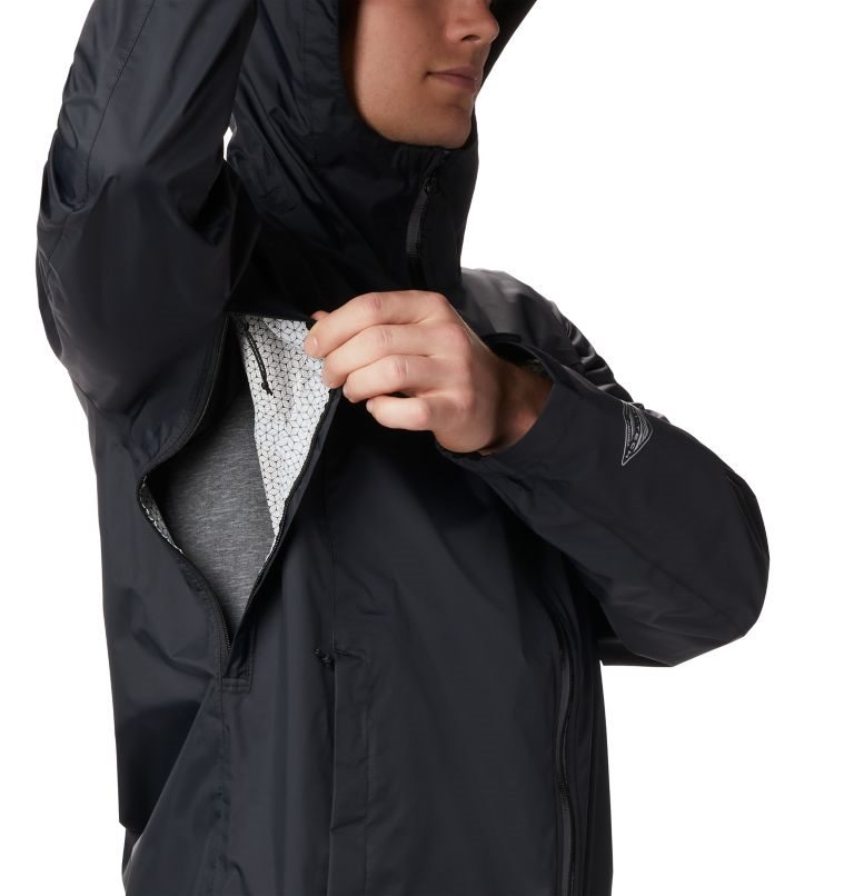 Men's Columbia EvaPOURation Rain Jackets Black | CA-ULA85