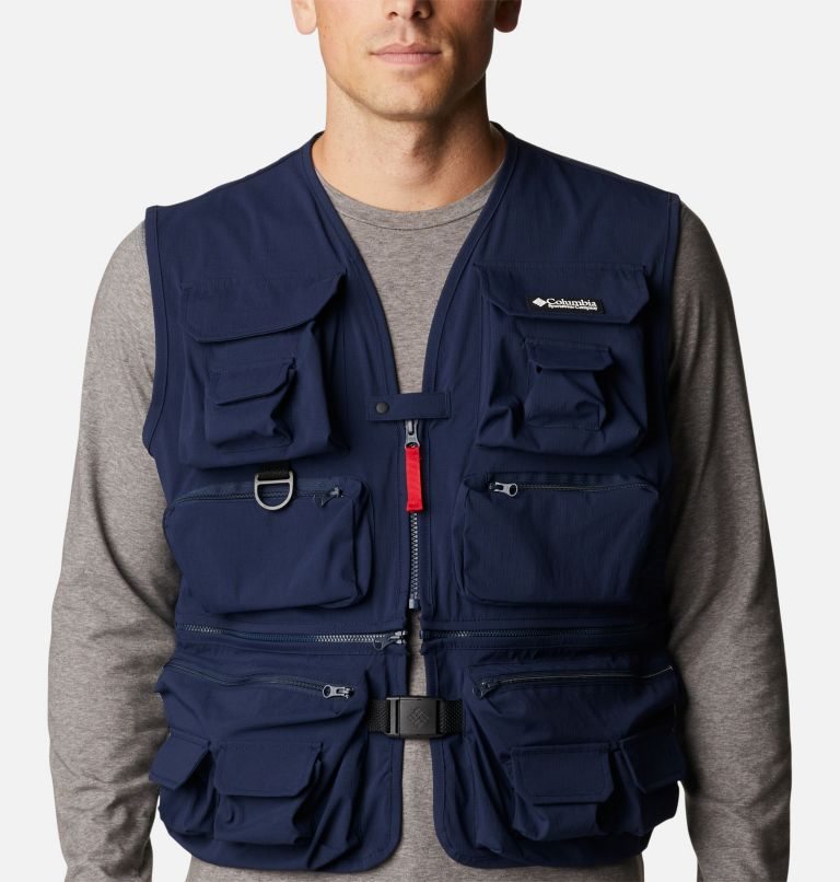 Men's Columbia Field Creek Big Horn Vest Navy | CA-Q0A34