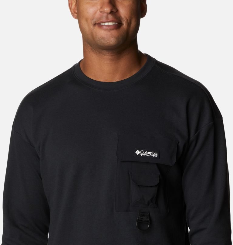 Men's Columbia Field Creek Double Knit Long Sleeve Sweatshirts Black | CA-TL310