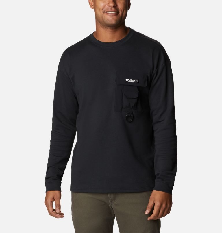 Men\'s Columbia Field Creek Double Knit Long Sleeve Sweatshirts Black | CA-TL310