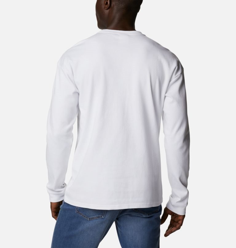 Men's Columbia Field Creek Double Knit Long Sleeve Sweatshirts White | CA-Z8C65