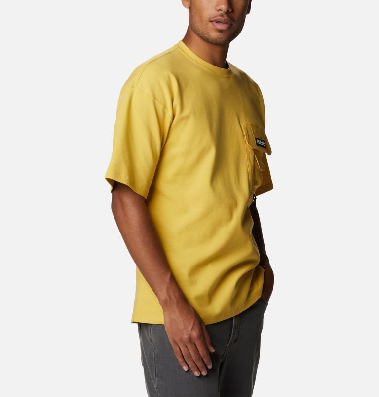 Men's Columbia Field Creek Double Knit Short Sleeve T Shirts Yellow | CA-O58AC