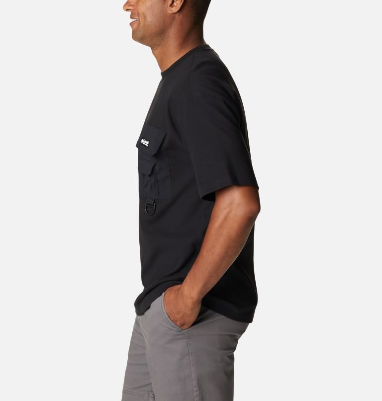 Men's Columbia Field Creek Double Knit Short Sleeve T Shirts Black | CA-Q518L
