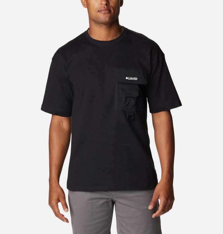 Men\'s Columbia Field Creek Double Knit Short Sleeve T Shirts Black | CA-Q518L