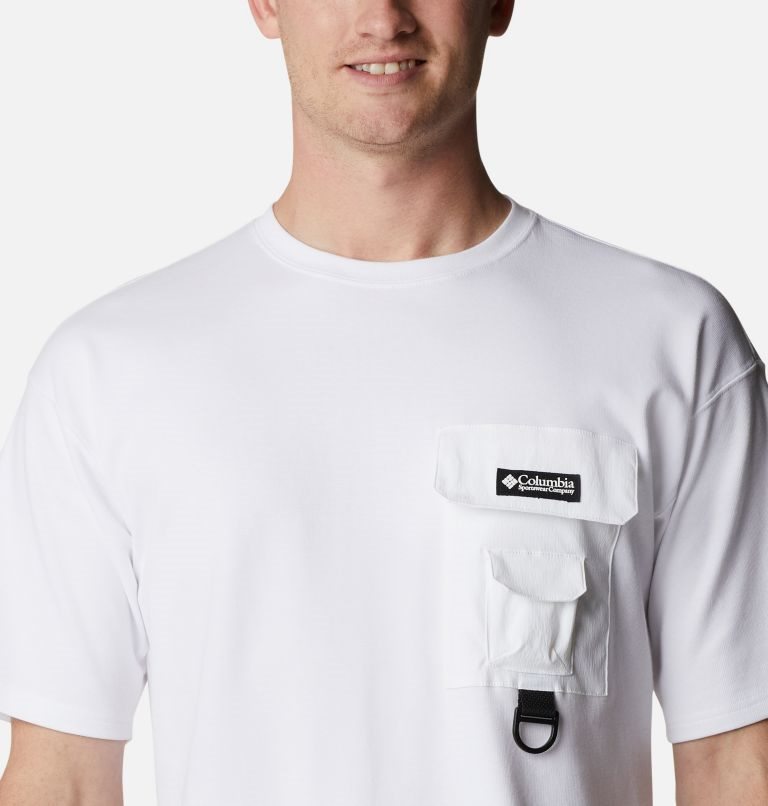 Men's Columbia Field Creek Double Knit Short Sleeve T Shirts White | CA-VL1C4