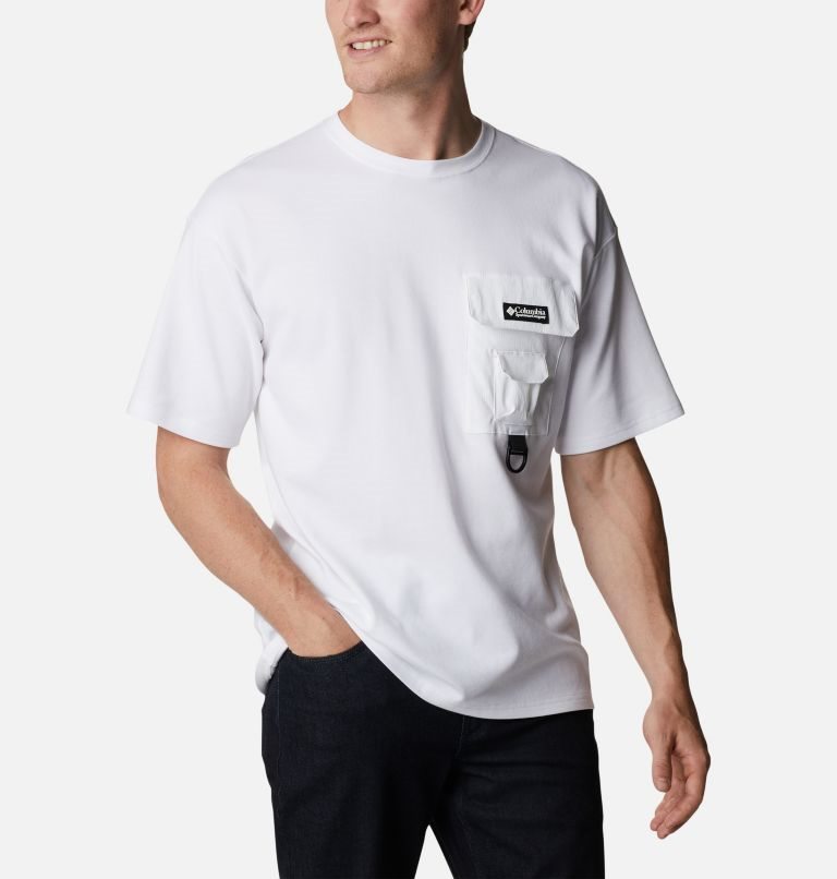 Men's Columbia Field Creek Double Knit Short Sleeve T Shirts White | CA-VL1C4