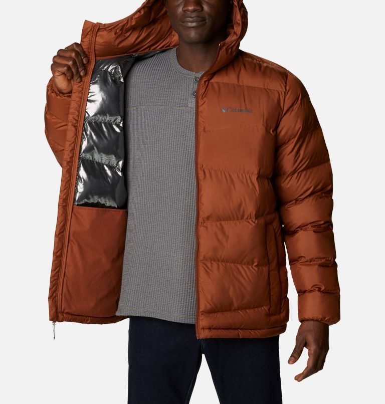 Men's Columbia Fivemile Butte Hooded Jackets Brown | CA-F8AC5