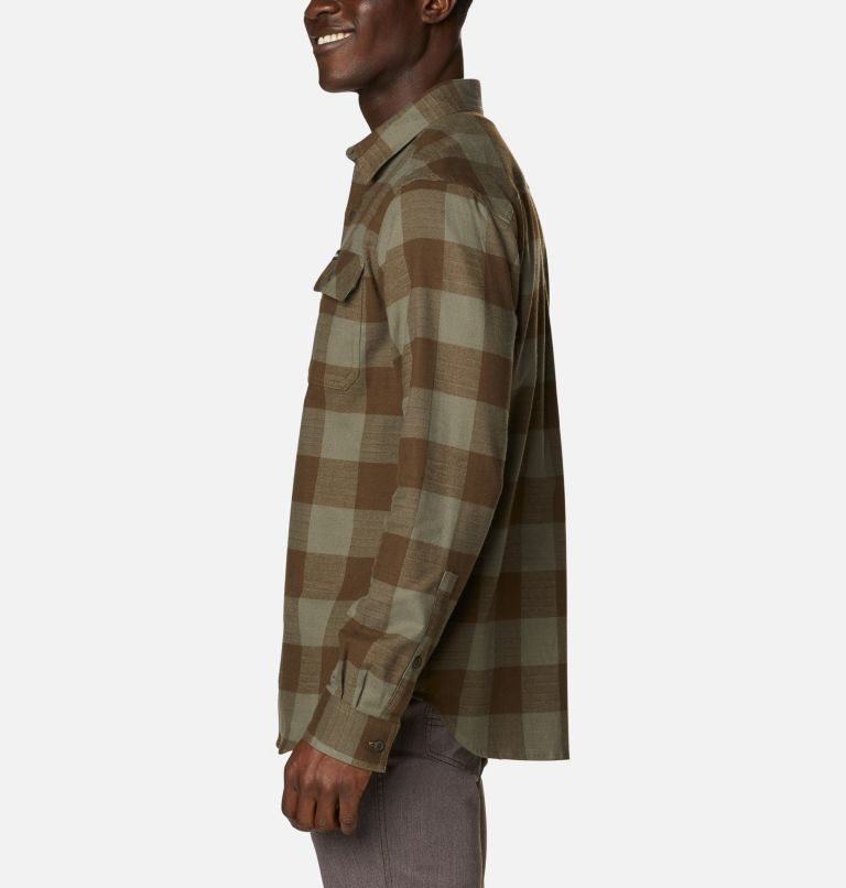 Men's Columbia Flare Gun Stretch Flannel Shirts Olive / Brown | CA-FA810