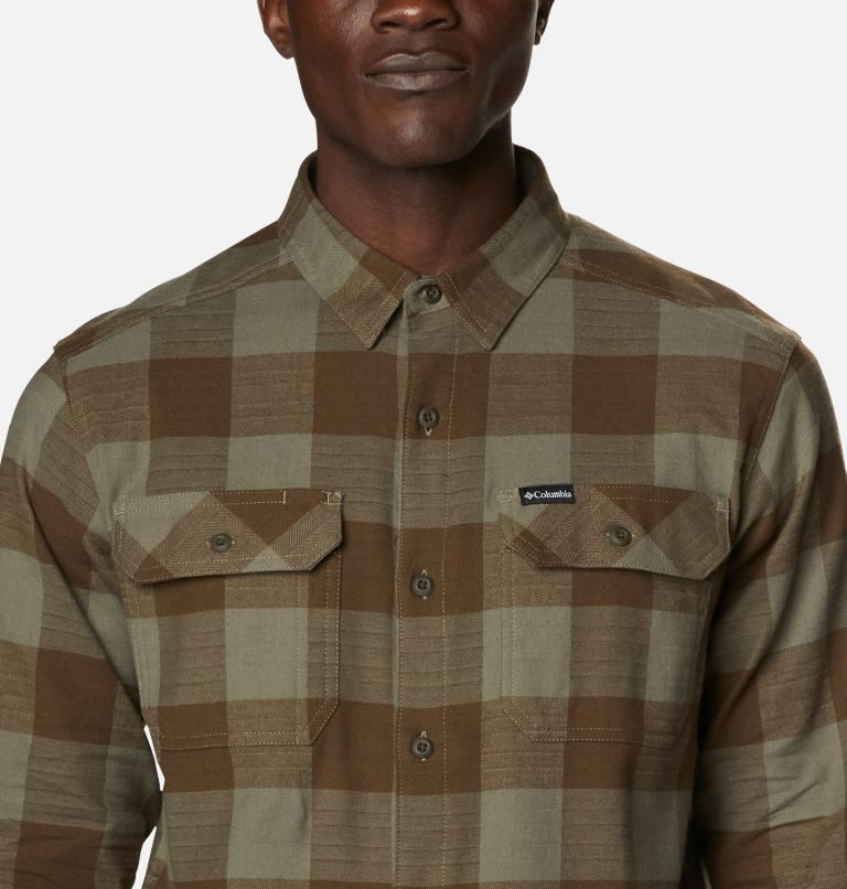 Men's Columbia Flare Gun Stretch Flannel Shirts Olive / Brown | CA-FA810