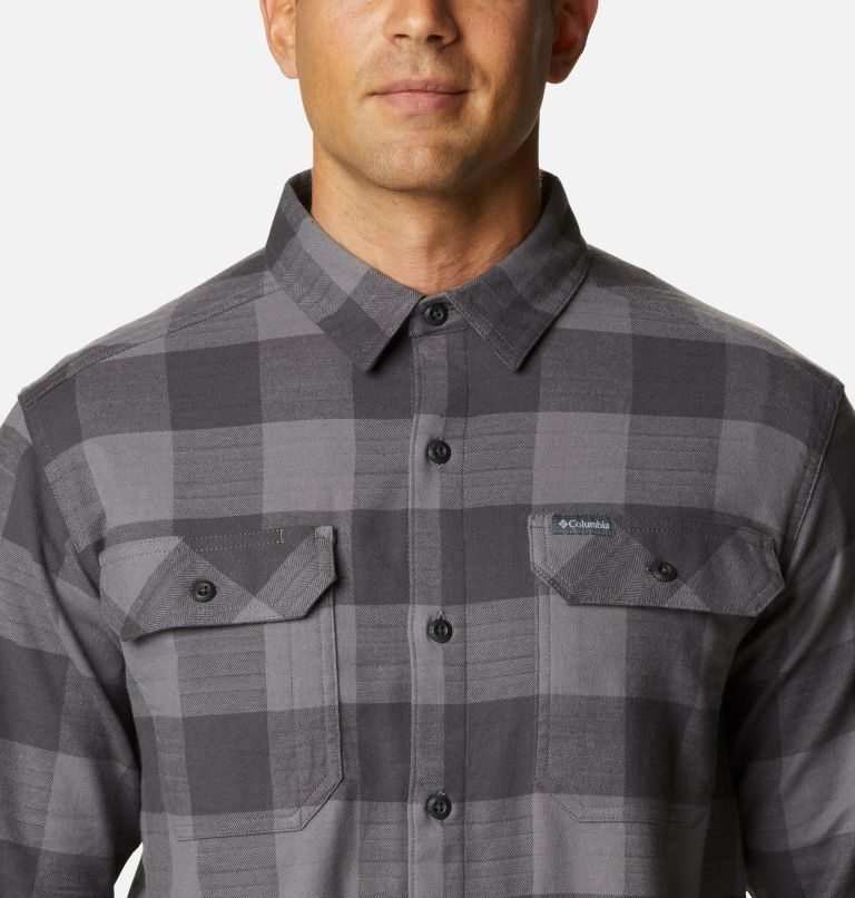 Men's Columbia Flare Gun Stretch Flannel Shirts Grey | CA-T4LC5